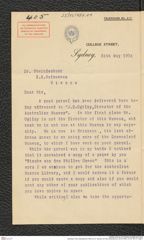 Nachlass Franz Steindachner, Brief von S. Sinclair an Franz Steindachner (24.05.1904), Inv.Nr. 487.01, Seite 1